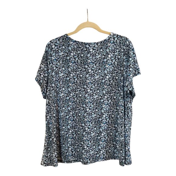CHAPS Short Sleeve Floral Print Stretch Knit V-neck Top Casual Women's 2X - Picture 4 of 6